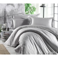 Комплект постельного белья Tag Tekstil страйп-сатин 100% хлопок 2 спальный Серый LUXURY ST-1046