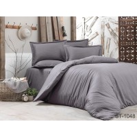 Комплект постельного белья Tag Tekstil страйп-сатин 100% хлопок King Size Серый LUXURY ST-1048