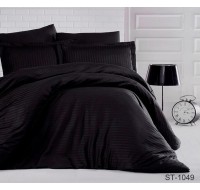 Комплект постельного белья Tag Tekstil страйп-сатин 100% хлопок 2 спальный Черный  LUXURY ST-1049