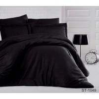 Комплект постельного белья Tag Tekstil страйп-сатин 100% хлопок семейный Черный  LUXURY ST-1049