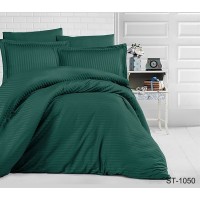 Комплект постельного белья Tag Tekstil страйп-сатин 100% хлопок 2 спальный Изумруд LUXURY ST-1050