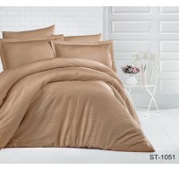 Комплект постельного белья Tag Tekstil страйп-сатин 100% хлопок 2 спальный Капучин LUXURY ST-1051