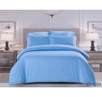 Комплект постельного белья Tag Tekstil страйп-сатин 100% хлопок King Size Голубой LUXURY ST-1054