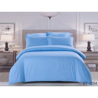 Комплект постельного белья Tag Tekstil страйп-сатин 100% хлопок King Size Голубой LUXURY ST-1054
