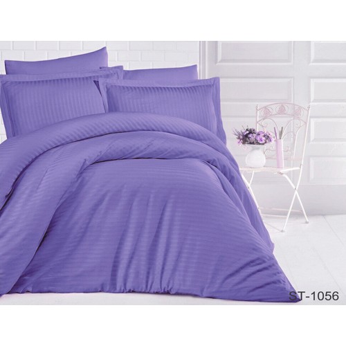 Комплект постельного белья Tag Tekstil страйп-сатин 100% хлопок евро Фиолетовый LUXURY ST-1056