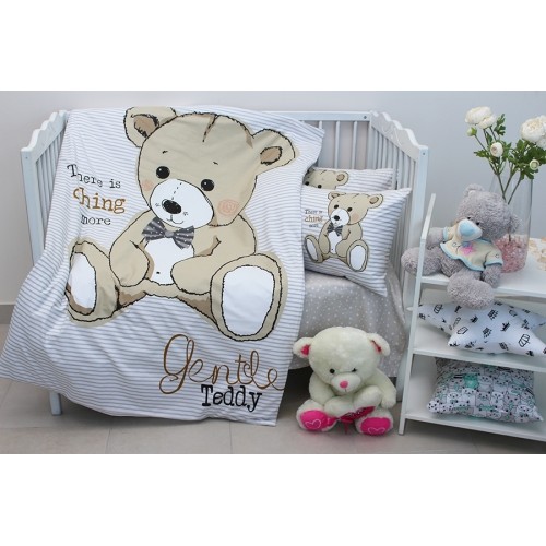 Детский комплект в кроватку Tag Tekstil 100% хлопок Teddy grey Детский комплект в кроватку Tag Tekstil 100% хлопок Teddy grey